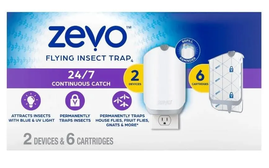 Zevo Flying Insect Trap 2 Plug-in 6 Refill Kit
