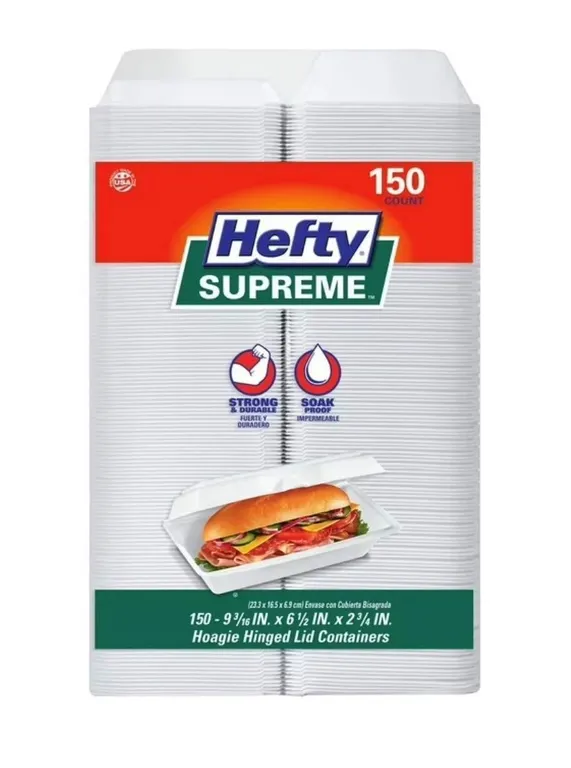 Hefty Hoagie Hinged Lid Containers 150ct