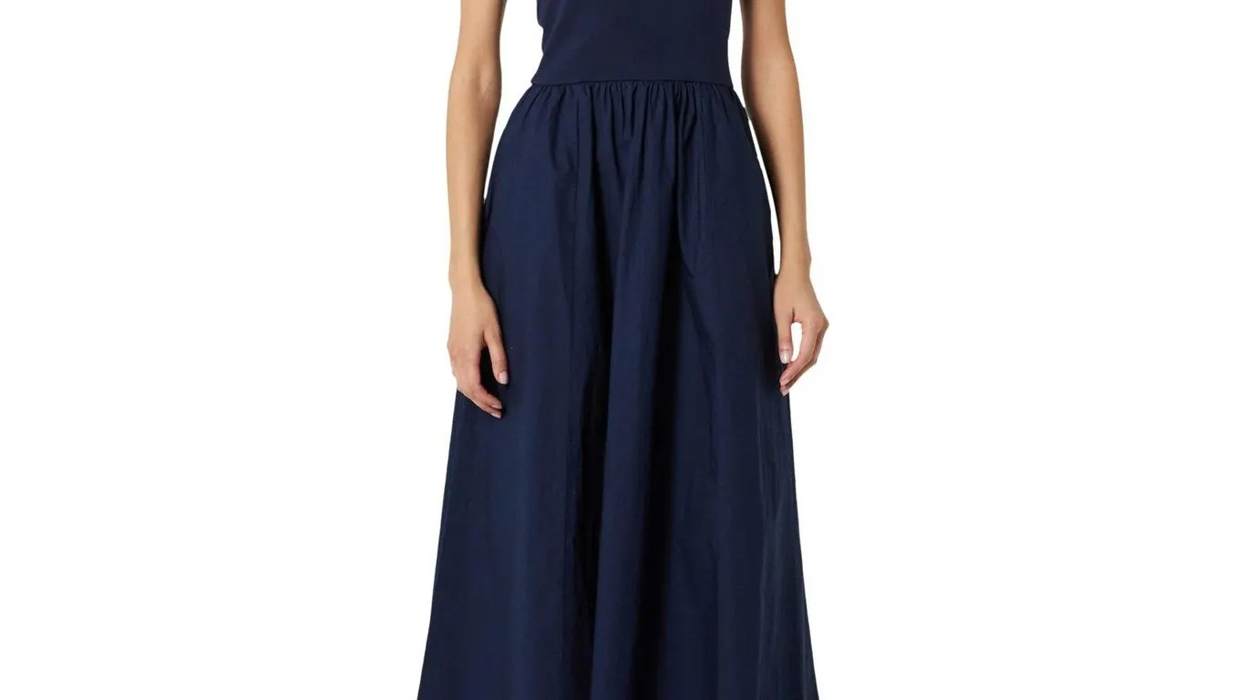 The Drop Dia Mixed Fabric Midi Tank Dress...
