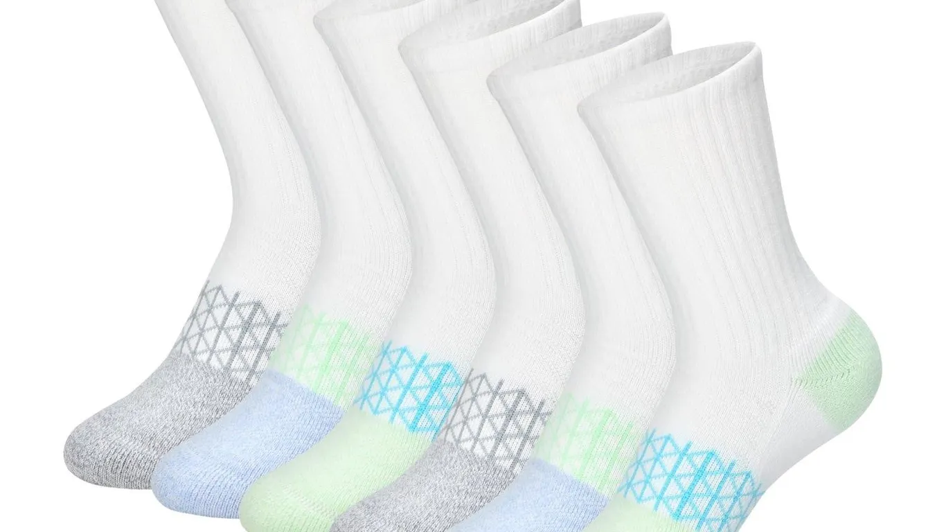 Hanes Girls Crew Socks Large 6pk