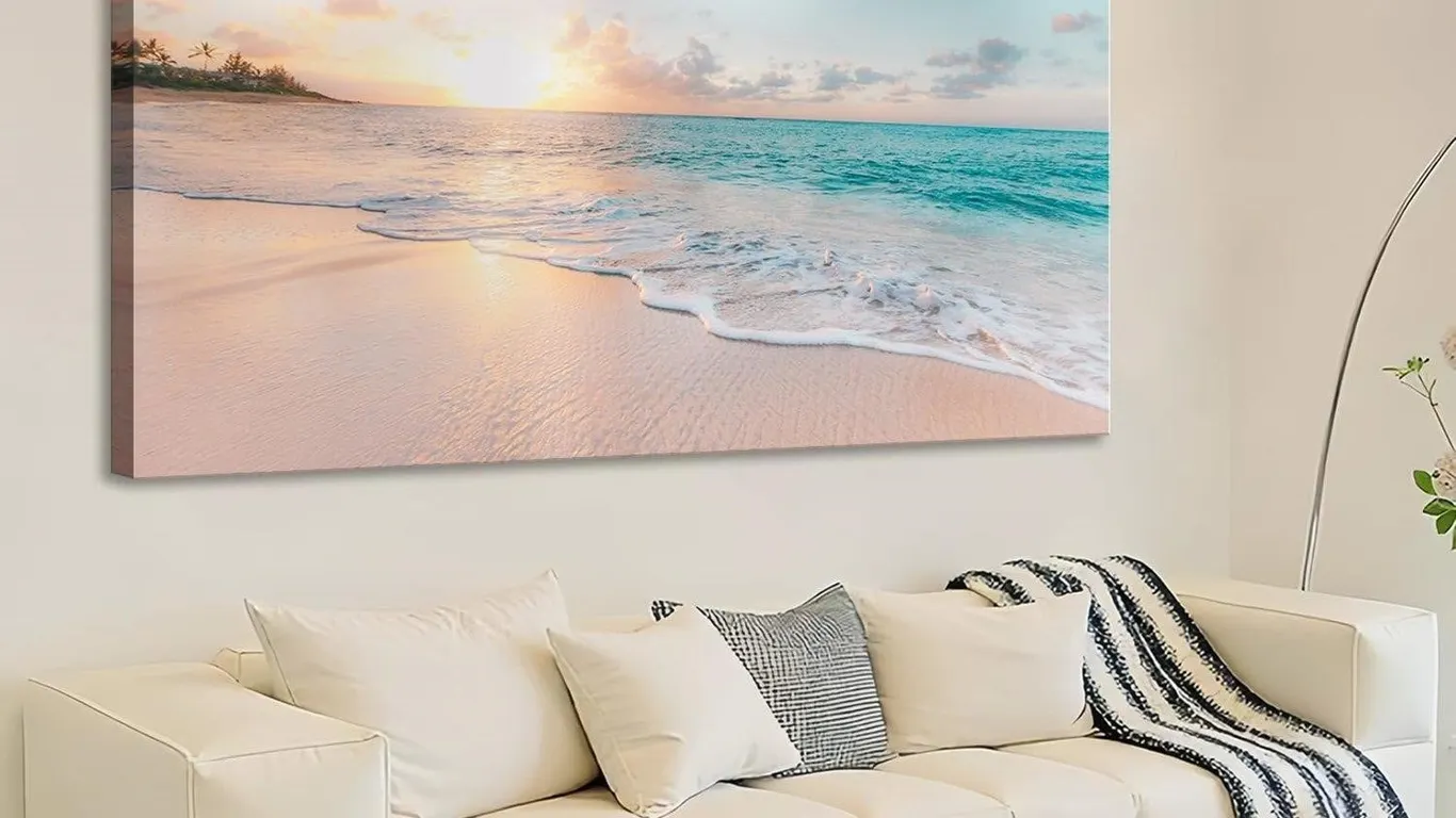 Okexckk Beach Canvas Wall Art 24x48 Inch