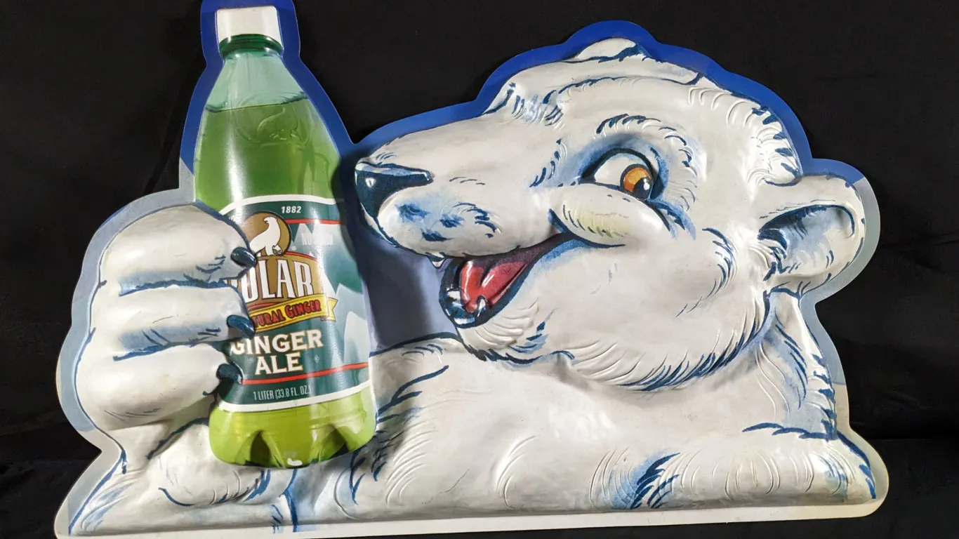 2000'S POLAR GINGER ALE POLAR BEAR PLASTIC BLOW MOLD RACK SIGN