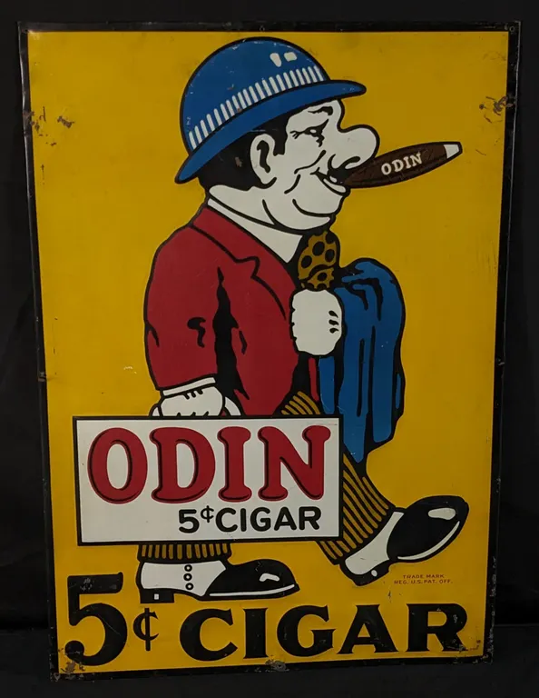 EMBOSSED TIN SIGN ODIN 5¢ CIGAR