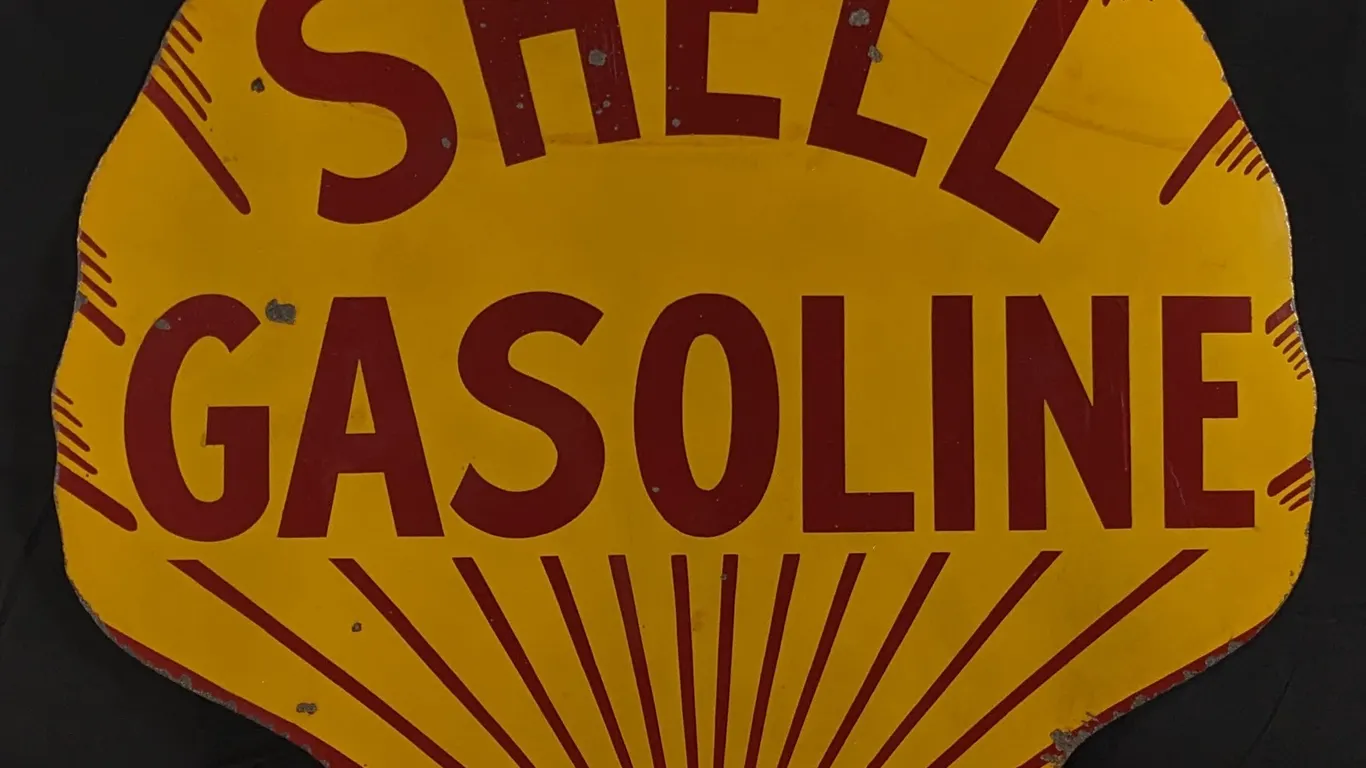 PORCELAIN SIGN SHELL GASOLINE (2 SIDED)