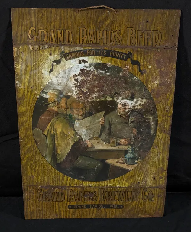 RARE PRE PROHIBITION TIN BEER SIGN GRAND RAPIDS BREWING WISCONSIN