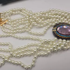 Vintage joan rivers, simulated, pearl, evil eye.Necklace