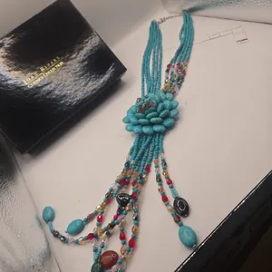 Vintage Joan Rivers starlet style turquoise 20" necklace with 3 inch Extender.