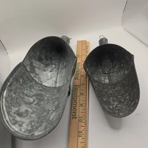 Antique galvanized baker's scoops