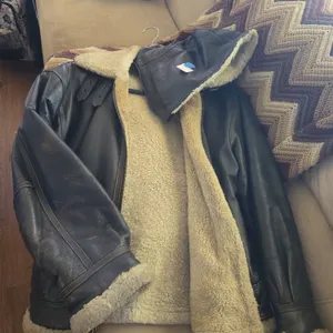 Vintage wilson leather bombers jacket with zip on Hood