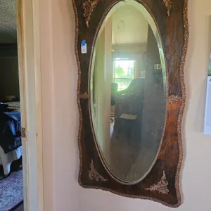 Antique oak wall mounted mirror