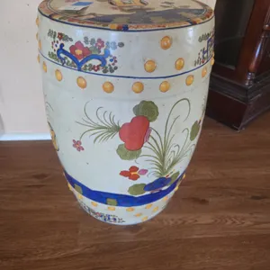 Mid century, chinese porcelain floral hand painted garden stool