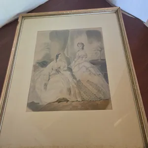 Antique framed hand colored lithograph print
