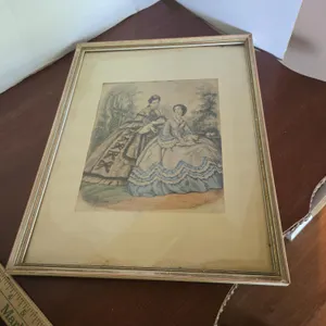 Vintage framed hand painted lithographs