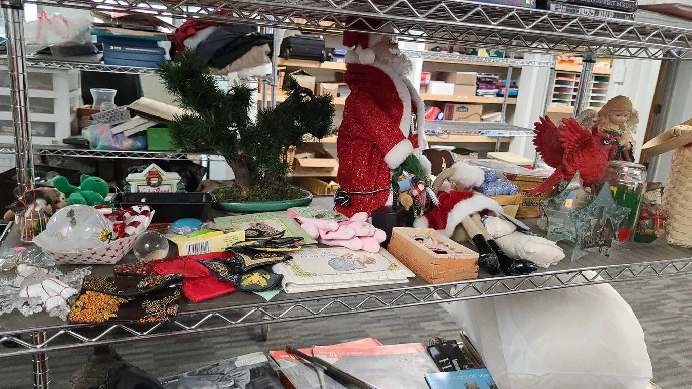 Holiday Decor, Plush Teddy Bears, Christmas Figurines, and Collectibles from 3rd Shelf from Bottom