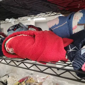 Colorful Knit Sweaters on 5th Shelf, 3rd Cart, Featuring Decorative and Themed Designs, Various Size