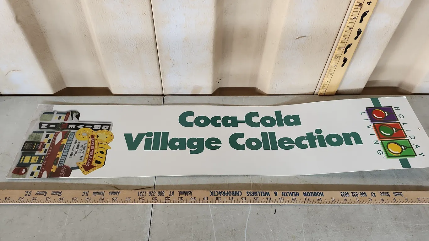 Cardboard Coca Cola Village Collection Store Sign 8"X36"