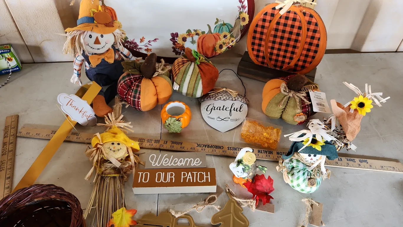 Fall Decor-Platter, Shelf Decor, Partylite Ghost, Etc.