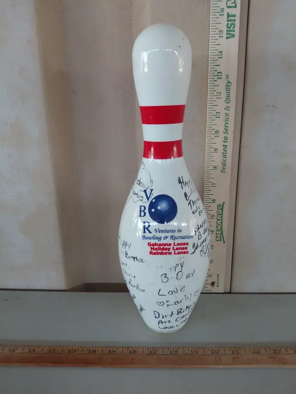 Happy Birthday Bowling Pin 15.5" Tall