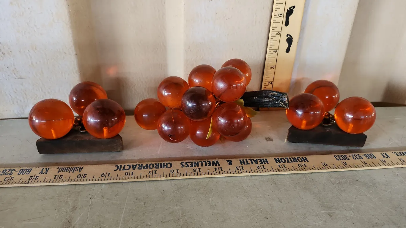 Orange Resin Grapes & 2 Candle Holders