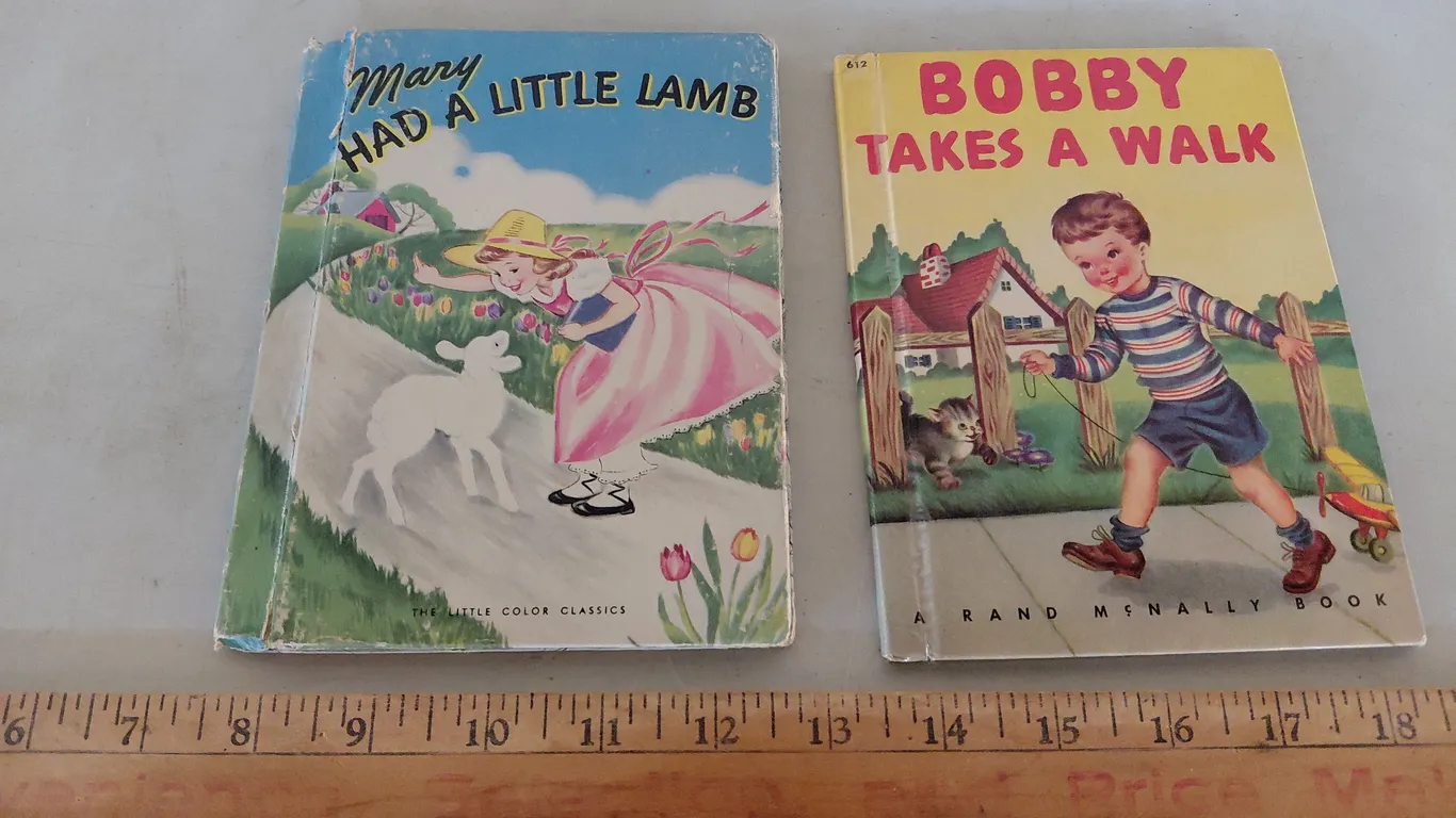 1938 Mary Had A Little Lamb The Little Color Classics & 1947 Bobby Takes A Walk A Rand McNally Book
