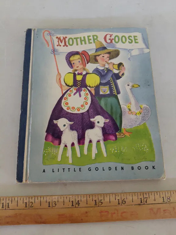 1943 A Little Golden Book Mother Goose Book, Missing Gold Binding Cover