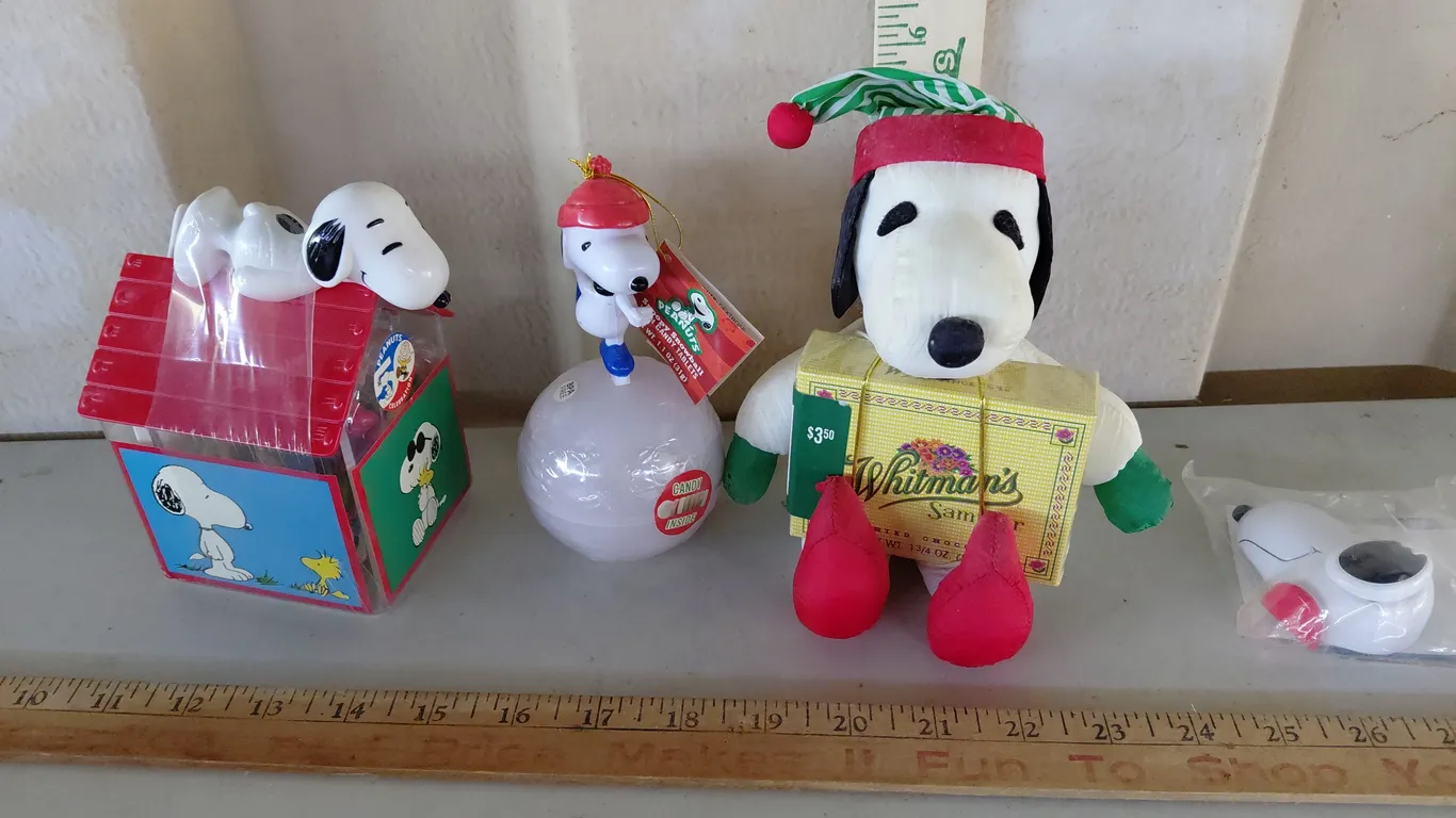 Snoopy 50 Year Celebration Candy Container, Plush Snoopy, Keychain, Etc.