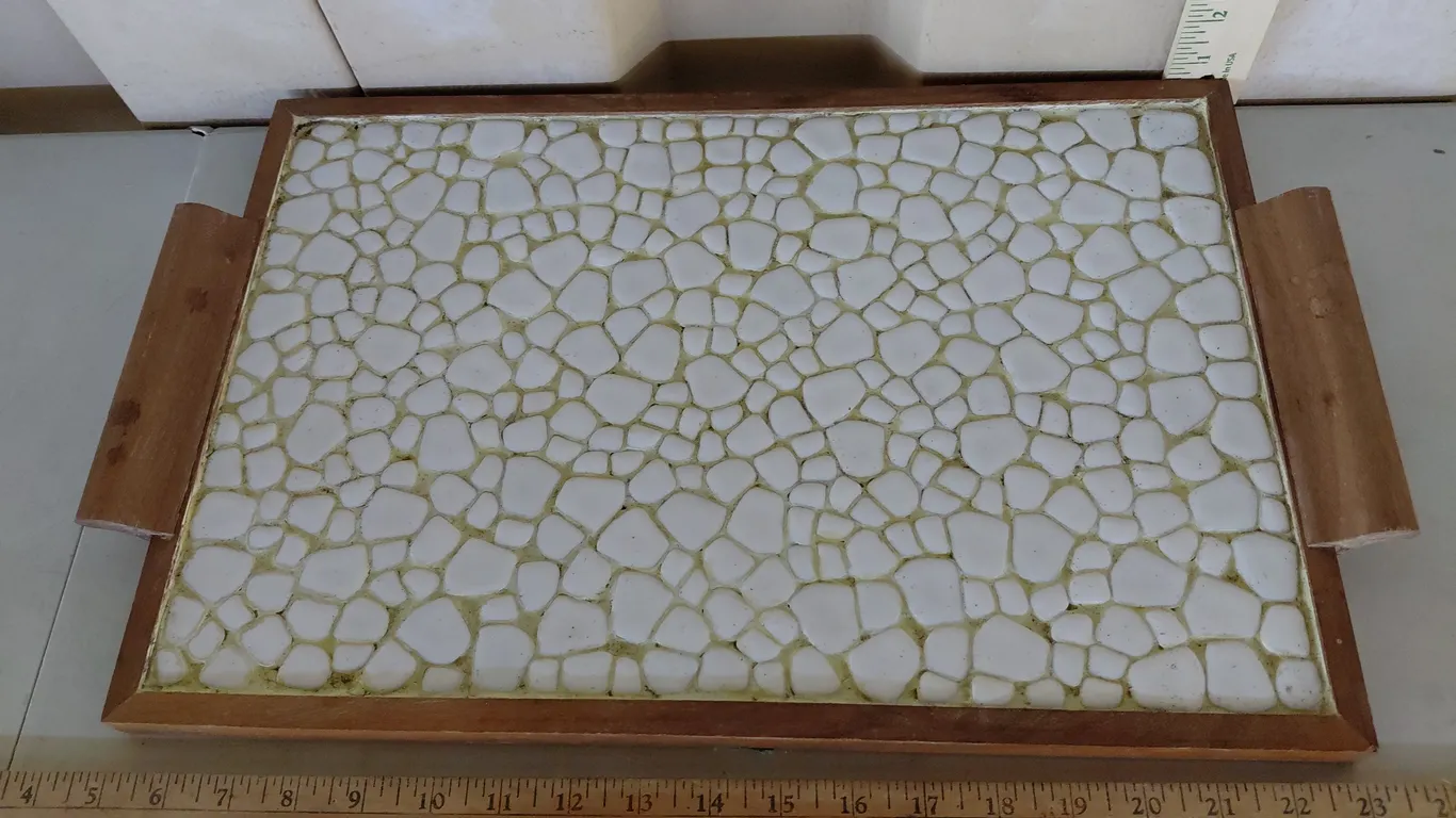Tile Top Wood Tray 20"X12"X1.5"