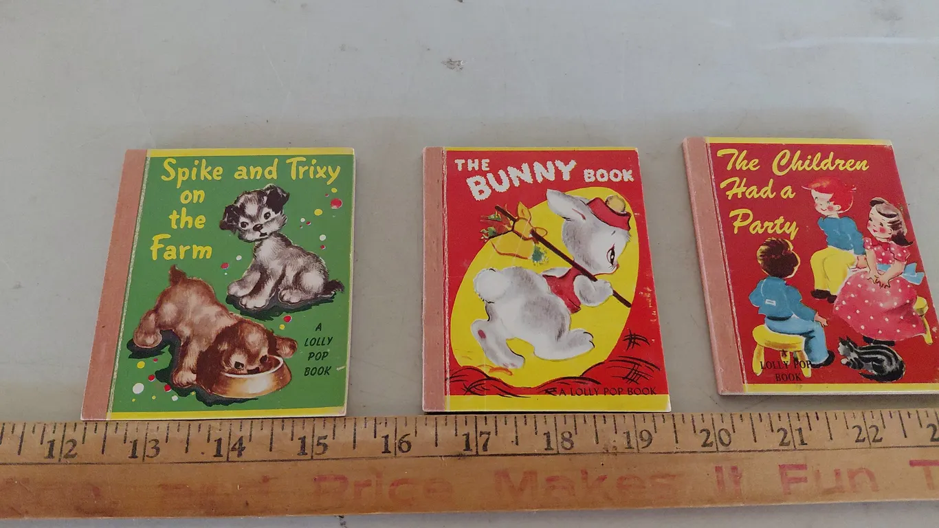 1949 A Lolly Pop Books-The Bunny Book, Spike & Trixy On The Farm, & The Children Had A Party