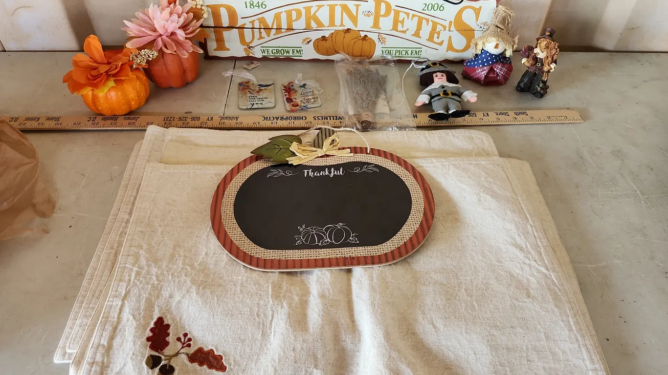 Fall Decor-Placemats, Signs, Foam Pumpkins, Etc.