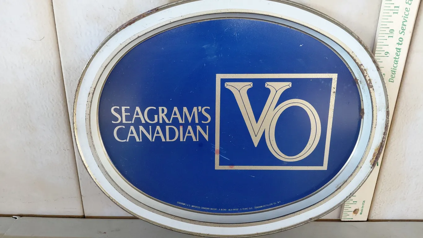 Vintage Seagrams Canadian VO Metal Tray 14.5"X11.5" Some Rust