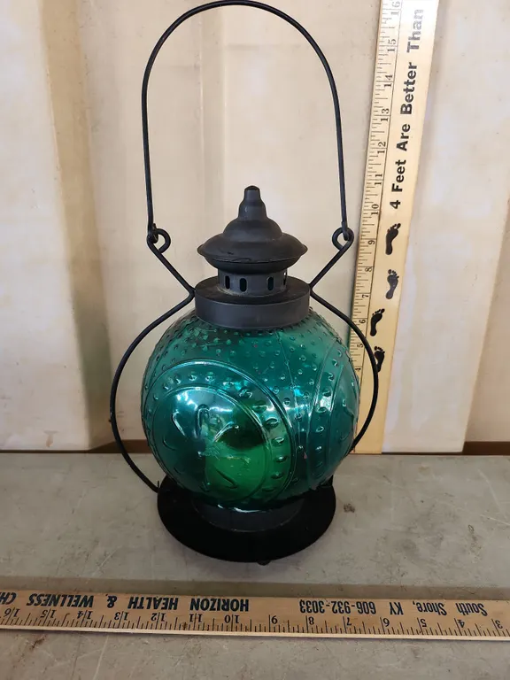 Battery Operated Candle Lantern, Some Rust 11.5" Tall