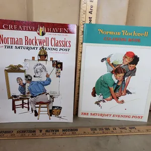 2 Norman Rockwell Coloring Books, Appear New Unused