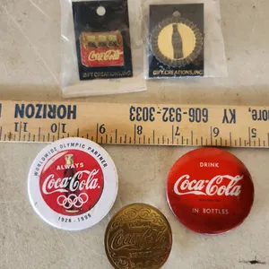 5 Vintage Coca Cola Pins/Brooches-One Is A Vendor License Pin
