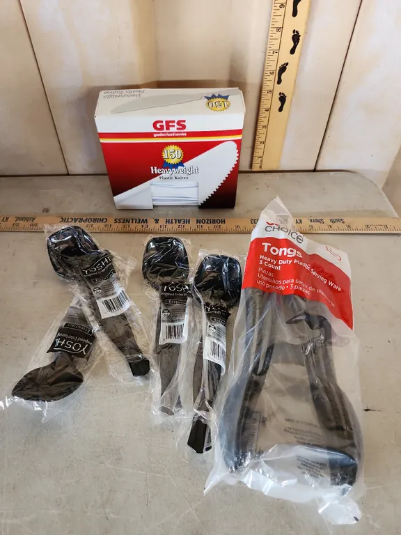 New Plastic Knives, Tongs, & Serving Spoons
