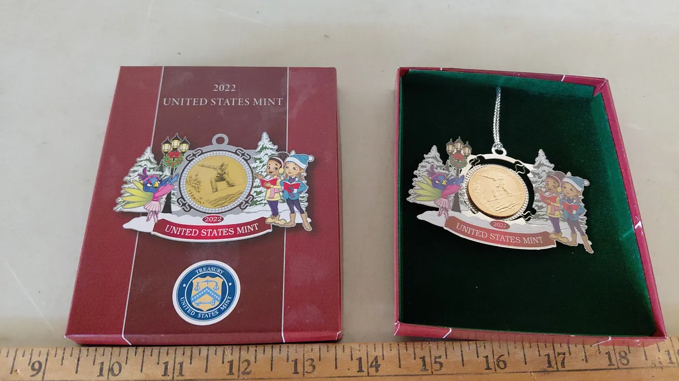 2022 $1 Coin United States Mint Vermont American Innovations Ornament W/Box