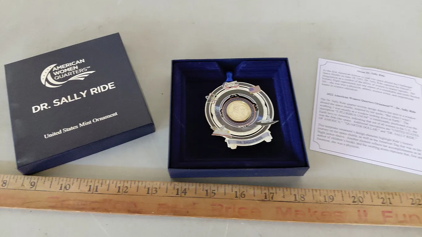 American Women Quarters Dr. Sally Ride United States Mint Ornament W/Box & Paper