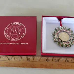 2019 Half Dollar Treasury United States Mint Ornament W/Box & Paper