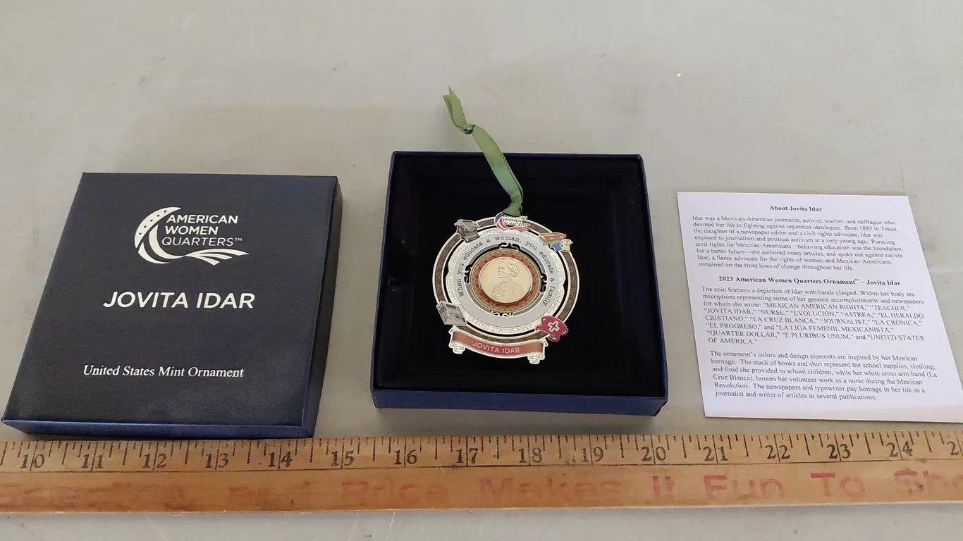 American Women Quarters Jovita Idar United States Mint Ornament W/Box & Paper