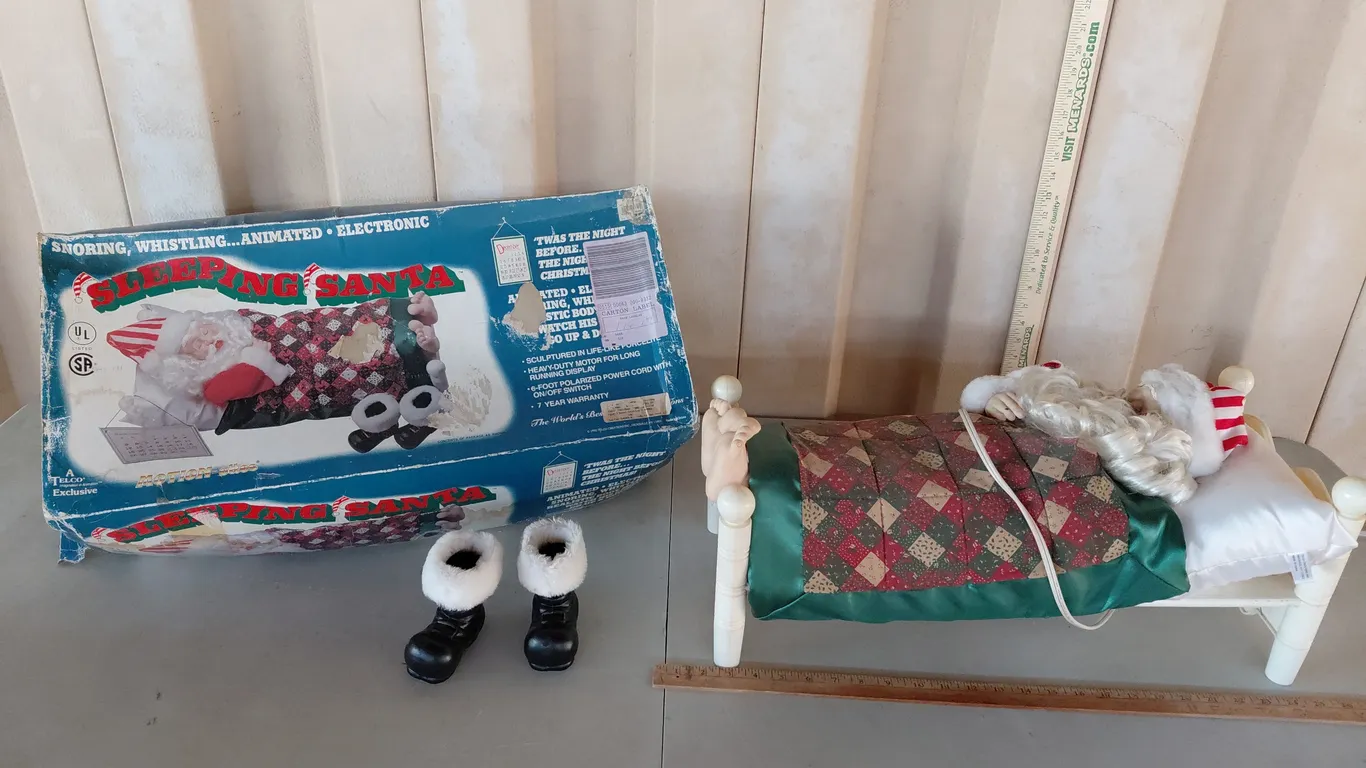 Vintage Sleeping Santa W/Box, Needs Cleaned/Box Has Damage