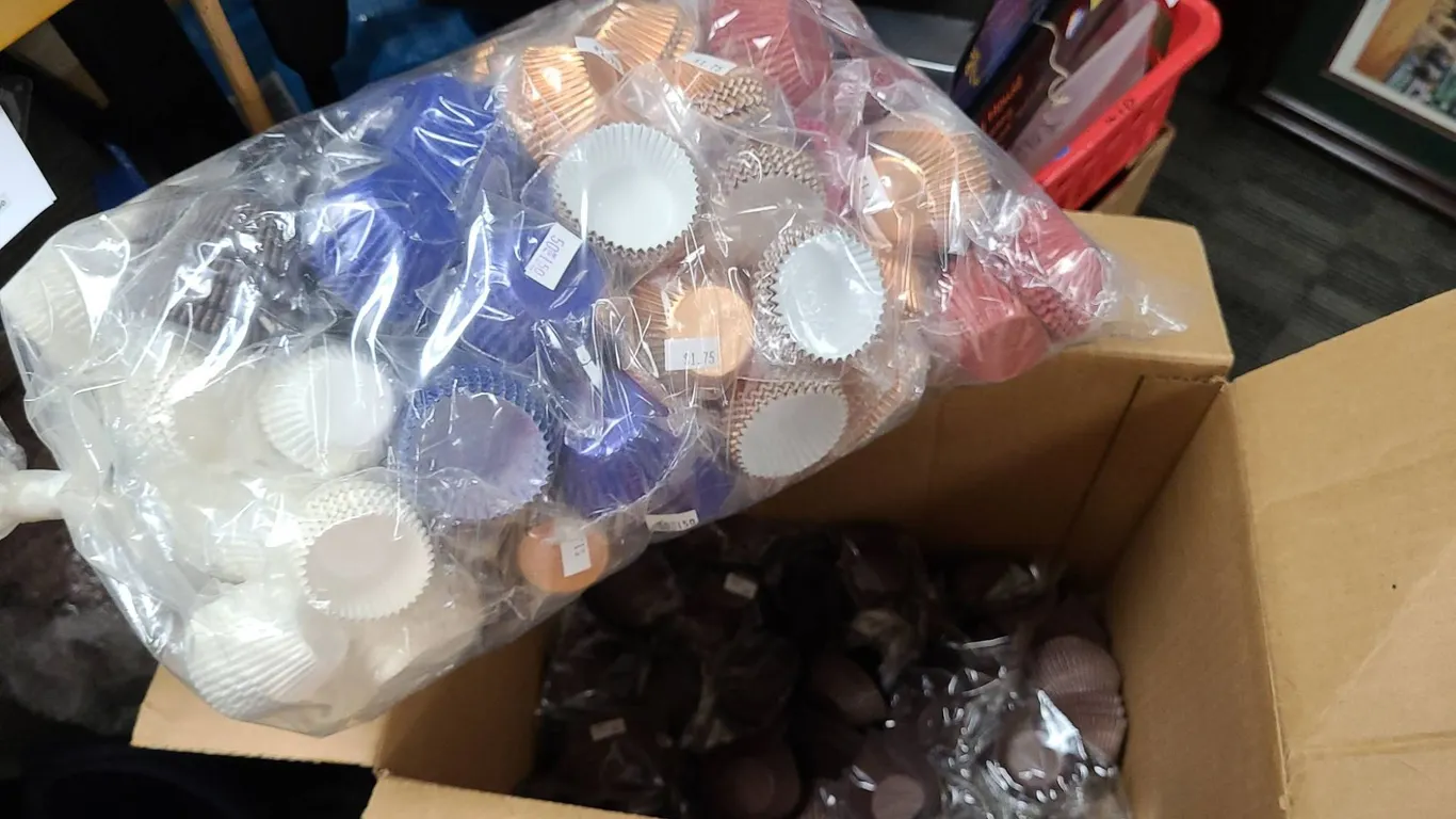 Bulk Lot of Mixed Color Foil and Paper Cupcake Baking Liners, Unused and Individually Packaged Cases