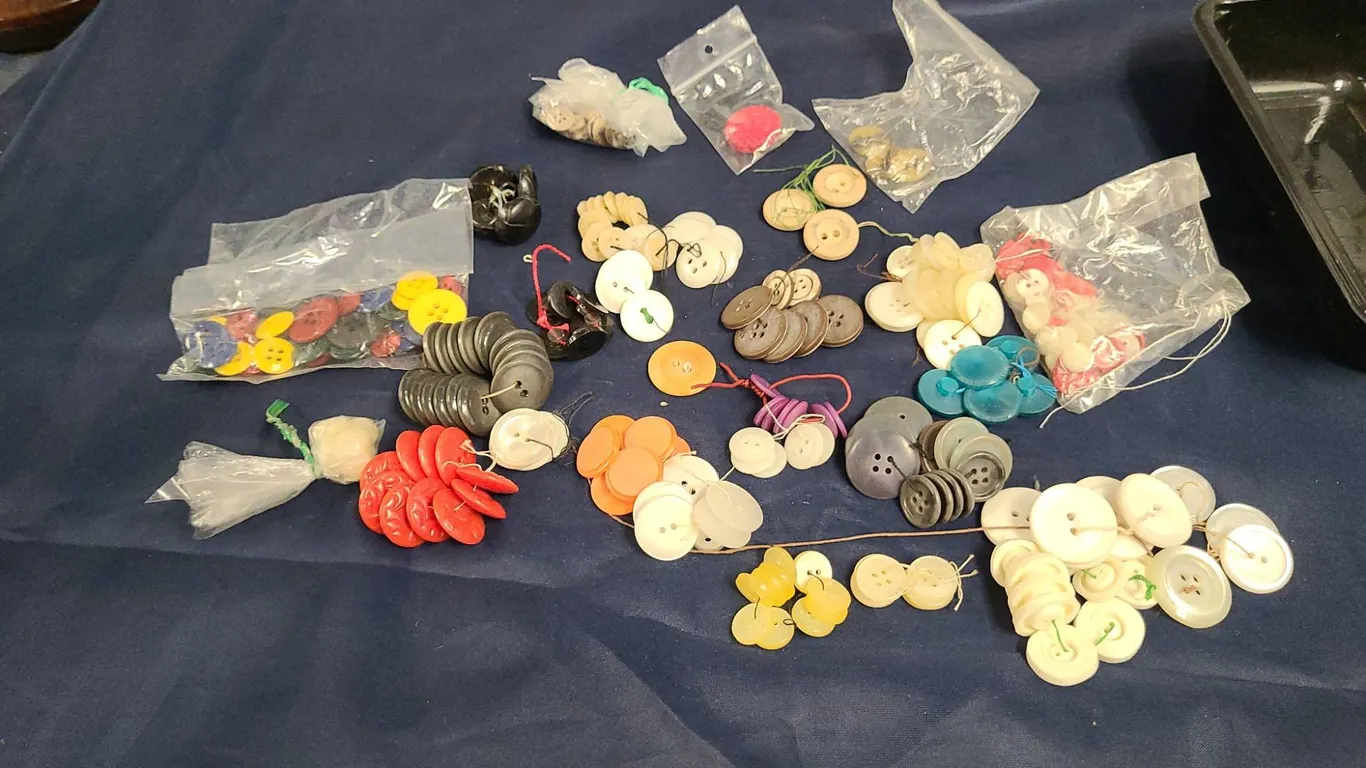 Eclectic Lot of Assorted Colorful Buttons Including Plastic, Wood, and Novelty Styles in Mixed Sizes