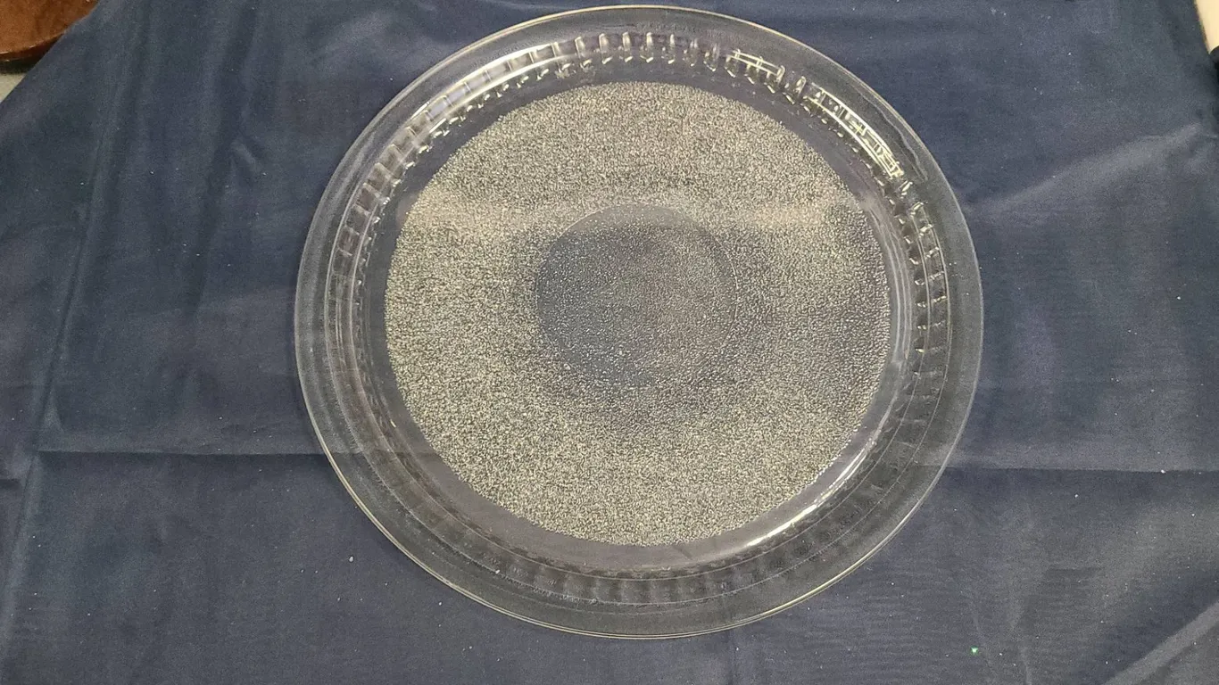 Clear Glass Replacement Microwave Turntable Plate with Textured Center and Ribbed Outer Edge Design