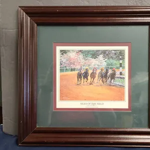 Silks of the Field Signed Mary S. Nickell Horse Racing Art Print, Keeneland Race Course, Matted and