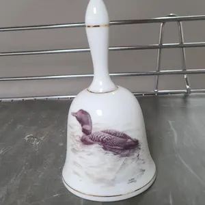 Vilena Canada Porcelain Bell from The Glen Loates Collection Featuring a Loon Decorative Motif and G