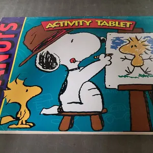 Peanuts Activity Tablet by Landoll, Snoopy and Woodstock Theme, Only First Page Colored, Majority Un