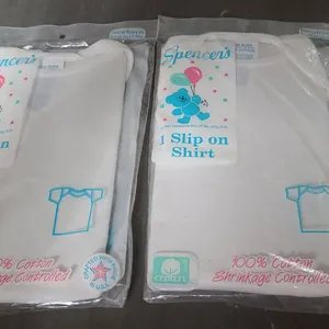 Spencer's Set of Two Newborn 100% Cotton Shrinkage Controlled Slip-On Shirts in Original Packaging,