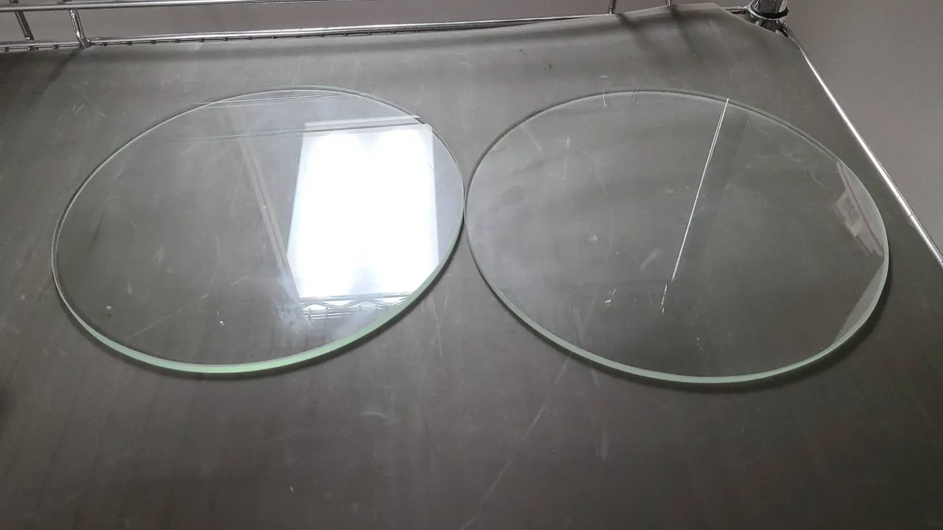 Clear Round Glass Shelves with Smooth Edges, Contemporary Design, See Photos for Measurements