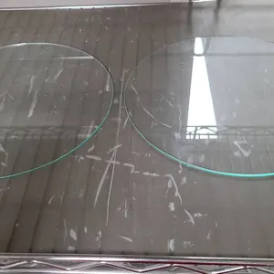 Round Clear Glass Tabletop or Shelf Inserts with Smooth Edges and Subtle Green Tint, See Photos for