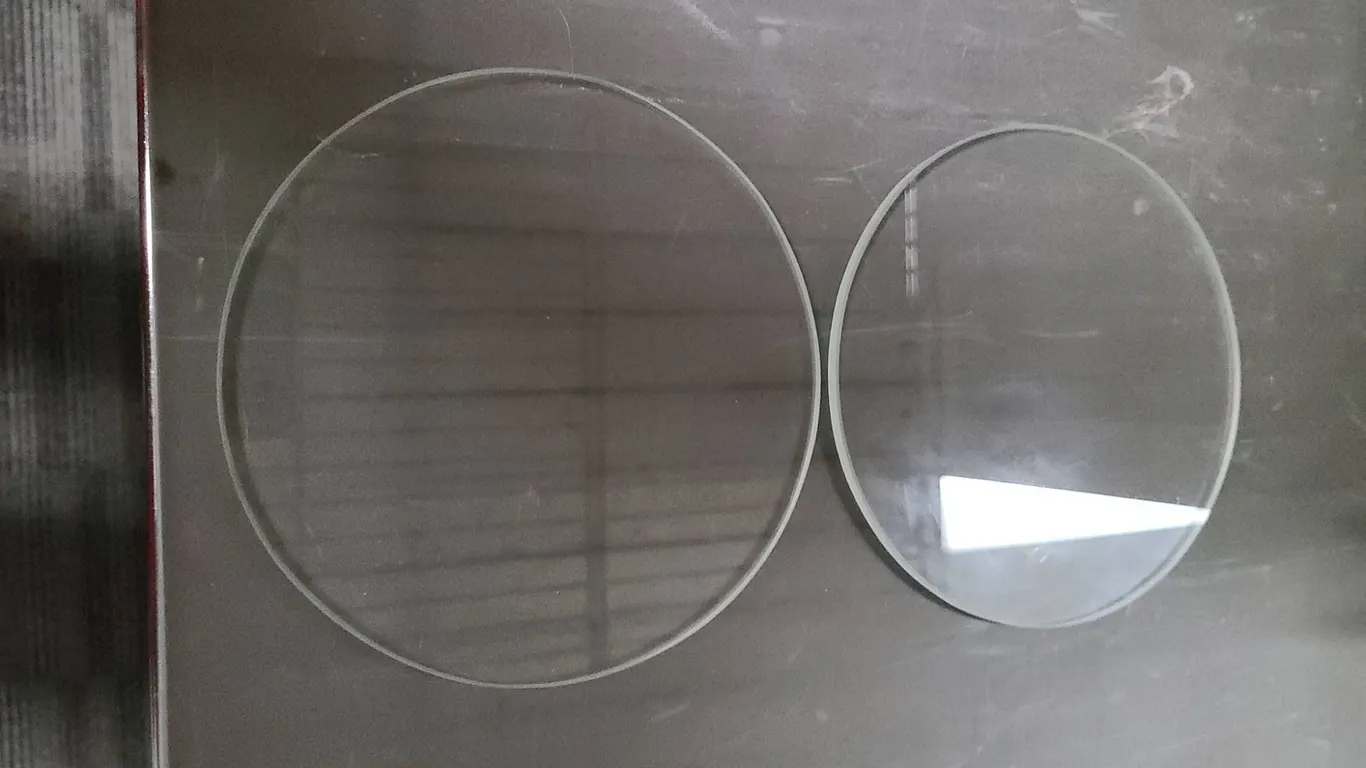 Round Clear Glass Discs or Panels, Flat Profile, Transparent, Unmarked, See Photos for Measurements