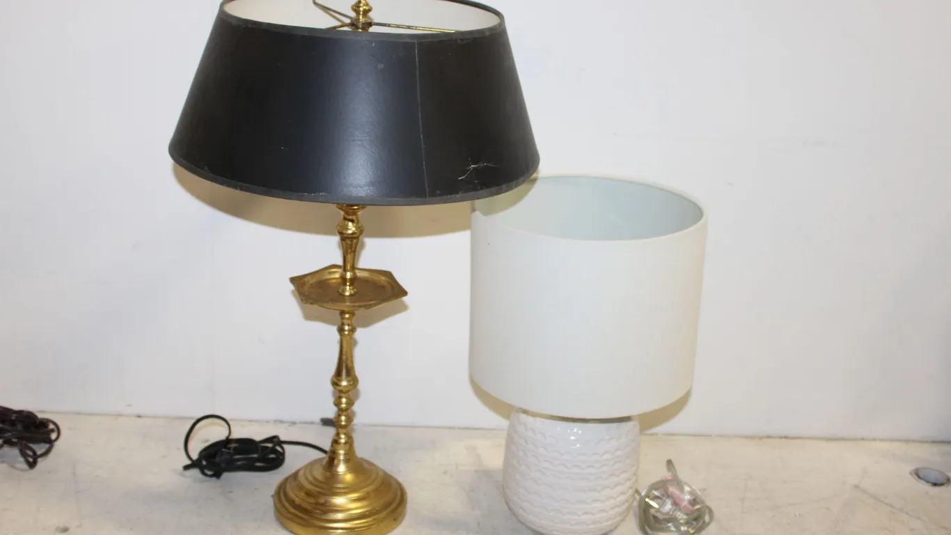 Brass & White Ceramic Table Lamps